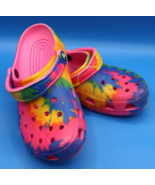 Pair of Tie Die Crocs Colorful women size 6 Men Size 4 - £11.24 GBP