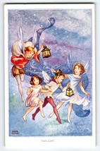 Fairies Postcard Sprites Twilight Lanterns Fantasy Rene Cloke Valentine &amp; Sons - £14.94 GBP