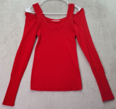 Anthropologie Sweater Womens Size XS Red Ribbed Cold Shoulder Sleeve Round Neck - £19.92 GBP