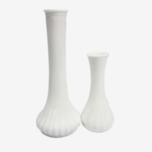 2 Vintage Hoosier White Milk Glass 4096 &amp; 1 Bud Vases 9 &amp; 6 inches - £12.69 GBP