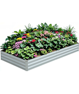 Raised Garden Bed 8x4x1ft Galvanized Raised Garden Beds Outdoor - £42.82 GBP