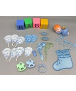 Vintage Baby Boy Blue Cake Cupcake Toppers Shower Decorations Lot - $163.06 MXN