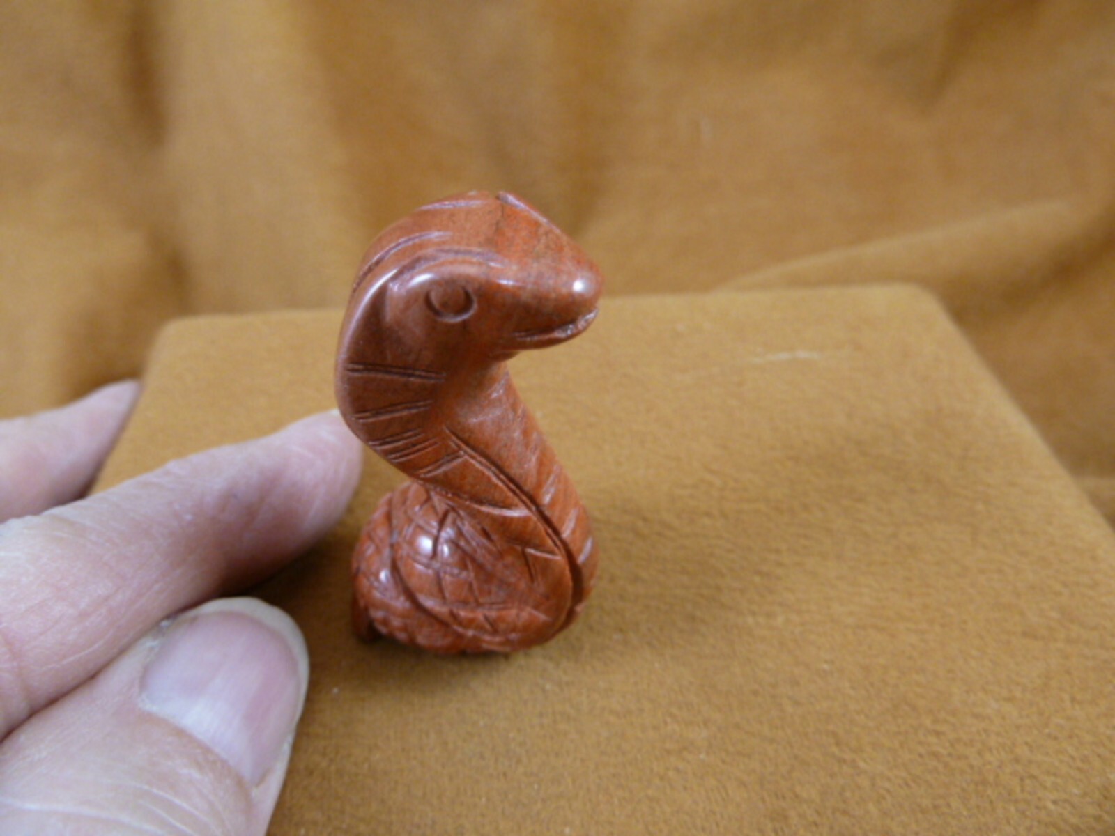 (Y-SNAK-CO-604) Red Rainbow Jasper SNAKE COBRA FIGURINE GEMSTONE reptile... - $19.99