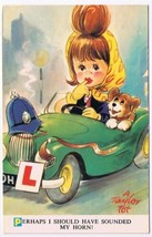 Postcard Bamforth Taylor Tots Perhaps I Should Have Sounded My Horn Girl Dog Car - £3.94 GBP