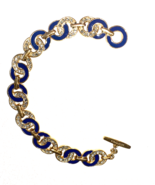 Coach Signature Bracelet Blue Enameled C&#39;s White Crystals Gold Plated To... - £42.06 GBP