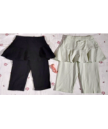 Girls 2-Pack Skirt/Capris Leggings Black &amp; Pale Green Size 150 (US 12) ~... - £14.77 GBP