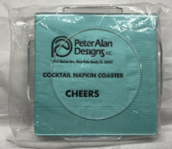 Peter Alan Designs Clear Acrylic Cocktail Napkin Holder &amp; 4 Coasters Bar... - $22.50