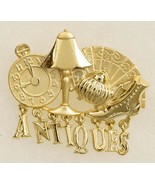 Vintage Costume Jewelry Gold Tone Metal AJC Antiques Lamp Watch Brooch Pin - £27.08 GBP