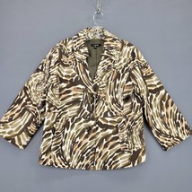 Rafaella Women Jacket Size XL Brown Stretch Preppy Buttons Fairycore 3/4 Sleeves - £10.39 GBP