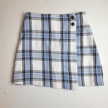 Franki by Fancesca Girls A-line Plaid Faux Wrap Skirt White Blue Black S... - $14.50