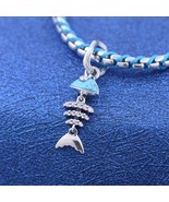 Sterling silver Turquoise-coloured Fishbone Dangle Charm 793894C01 - $331.88 MXN