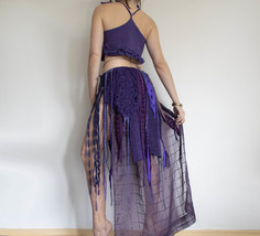 Red tribal belt skirt, long split skirt, ren fair costume, fire goddes s... - $140.00