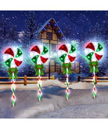 4 Pack 27.5&quot; Lollipop Peppermint Christmas Pathway Lights Outdoor with B... - £47.01 GBP