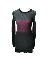 WORTH Sweater Womens Size Small Ribbed Long Black Pink Green 100% Wool   - $564.31 MXN
