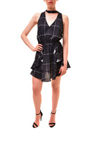 Finders Keepers Womens Playsuit Curtis Sleeveless Print Navy Check Size S - £34.31 GBP