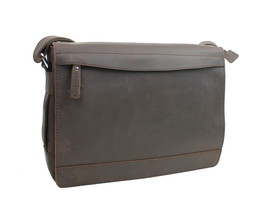 Vagarant Traveler 14 in. Leather Messenger Laptop Bag L18.Dark Brown - £141.12 GBP