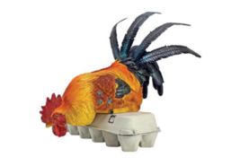 New 15.5 : Vibrant Yellow and Red Rooster Statue - £45.93 GBP