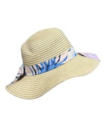 Tommy Bahama Kids OS Straw Beach Hat Bright Tropical Floral Ribbon Blue ... - $15.49 CAD