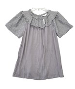 Loft Outlet Short Sleeve Blouse Womens XS Gray Classic Prarie Shirt Ruff... - $4.50