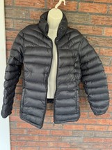 90% Down Feather Puffer Coat Large Black Jacket Full Zip Pockets Free Co... - $43.70