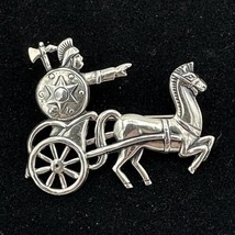 JEWELART sterling silver charioteer brooch - vintage 925 Roman warrior pin 1.5&quot; - $40.00