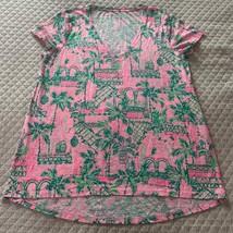 Lilly Pulitzer Etta V-Neck T Shirt Prosecco Pink Size L NWOT - $29.98