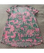 Lilly Pulitzer Etta V-Neck T Shirt Prosecco Pink Size L NWOT - $547.57 MXN