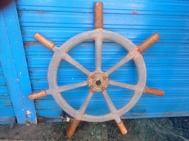Nautical Vintage Old 30&quot; Inch Aluminum &amp; Brass Ship Steering Wheel From 1986 - £316.00 GBP