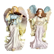 7 1/2&quot;  Vintage Resin Angel Figurine with Violin And Paper Scroll Music Theme - £23.58 GBP
