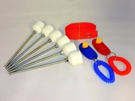 6 Weave Pole pegs with 24&quot; Spacer &amp; 2 Obedience Clickers, Dog Agility Eq... - £15.70 GBP