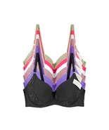 Women&#39;s Pack of 6 Solid Color Soft Pad Lace Detail Full Cup Bra Set 8221 - $49.85 CAD