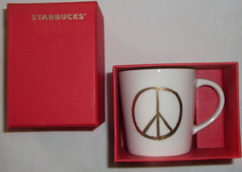 Starbucks Gold Peace Sign Mini Mug 2015 3 oz Espresso  In Box Limited Ed... - £11.93 GBP
