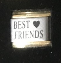 Best Friends Heart Love Gold Trim Italian Charm Laser Link 9MM K16 - £10.73 GBP