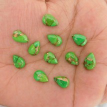 GTL certificate 6x9 MM Pear Green Copper Turquoise Cabochon Gem Lot 30 Pieces a1 - $21.85