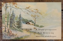 New Years Wish- Stream &amp; Home in Winter - c. 1907-1915 POSTCARD - £2.35 GBP