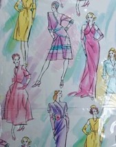 Vintage American Greetings Gift Wrap Paper 60s Retro Fashion Dresses New... - £7.78 GBP