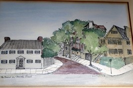 Jessie Edwards - signed, framed watercolor print "The Bend on Church Street" - $64.75