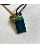 18k White Gold Diamonds Natural Green Rectangular Jade Pendant, Natural ... - $25,354.84 CAD