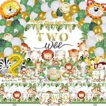 Two Wild Birthday Decorations for Boys Girls, 159 Pcs Jungle Safari Theme Party  - £31.69 GBP