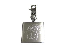 Silver Toned Square Etched Macaw Bird Head Pendant Zipper Pull Charm - £27.96 GBP
