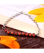 925 Silver Round Brilliant Cut Red Zircon Diamond Tennis Bracelet For Wo... - $69.99