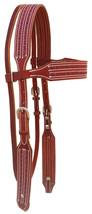 Horse Harness Leather Western Purple Buckstitch Browband Headstall Bridle - £30.52 GBP