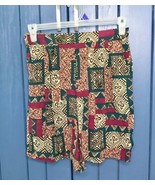 Vintage Boho Loose Fit Rayon Shorts Fits Small Pockets Geometric Print USA Made - £20.24 GBP