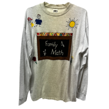 L.A.T Womens T-Shirt Multicolor Family Math Heathered Long Sleeve Crew N... - £11.17 GBP