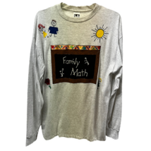 L.A.T Womens T-Shirt Multicolor Family Math Heathered Long Sleeve Crew N... - $14.24