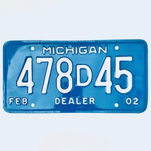2002 United States Michigan Base Dealer License Plate 478D45 - £13.15 GBP
