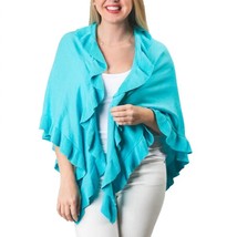 Top It Off ava ruffle wrap poncho in Teal - size One Size - $41.58