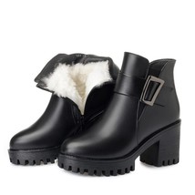 AIYUQI 2021 black ankle boots women on the platform winter genuine leather snow  - £89.38 GBP