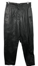 Suzelle Womens Vtg Leather Pants 10 High Waist Pleated Taper Leg Goth Glam Punk - £22.32 GBP