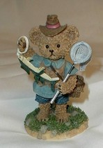 Kuddles Korner Fishing Bear JUNE Figurine figure fish basket net 2002 #1... - $294.91 MXN